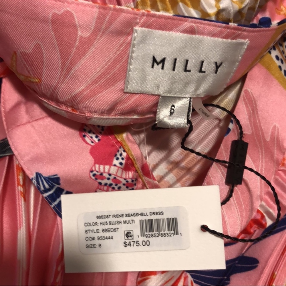 New Irene Seashell-Print Asymmetric Midi-Dress from Milly - Picture 6 of 16